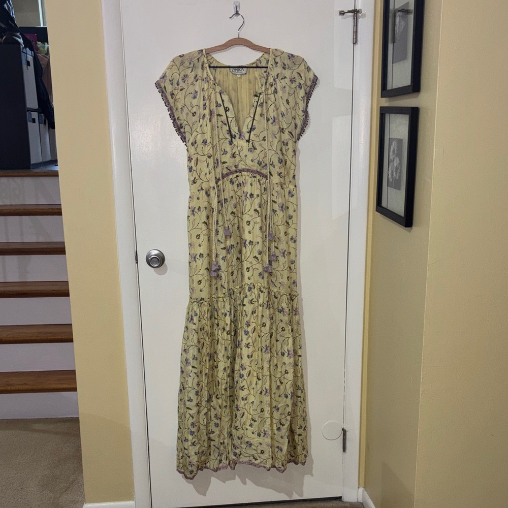 Boho Floral Maxi Dress in Light Yellow